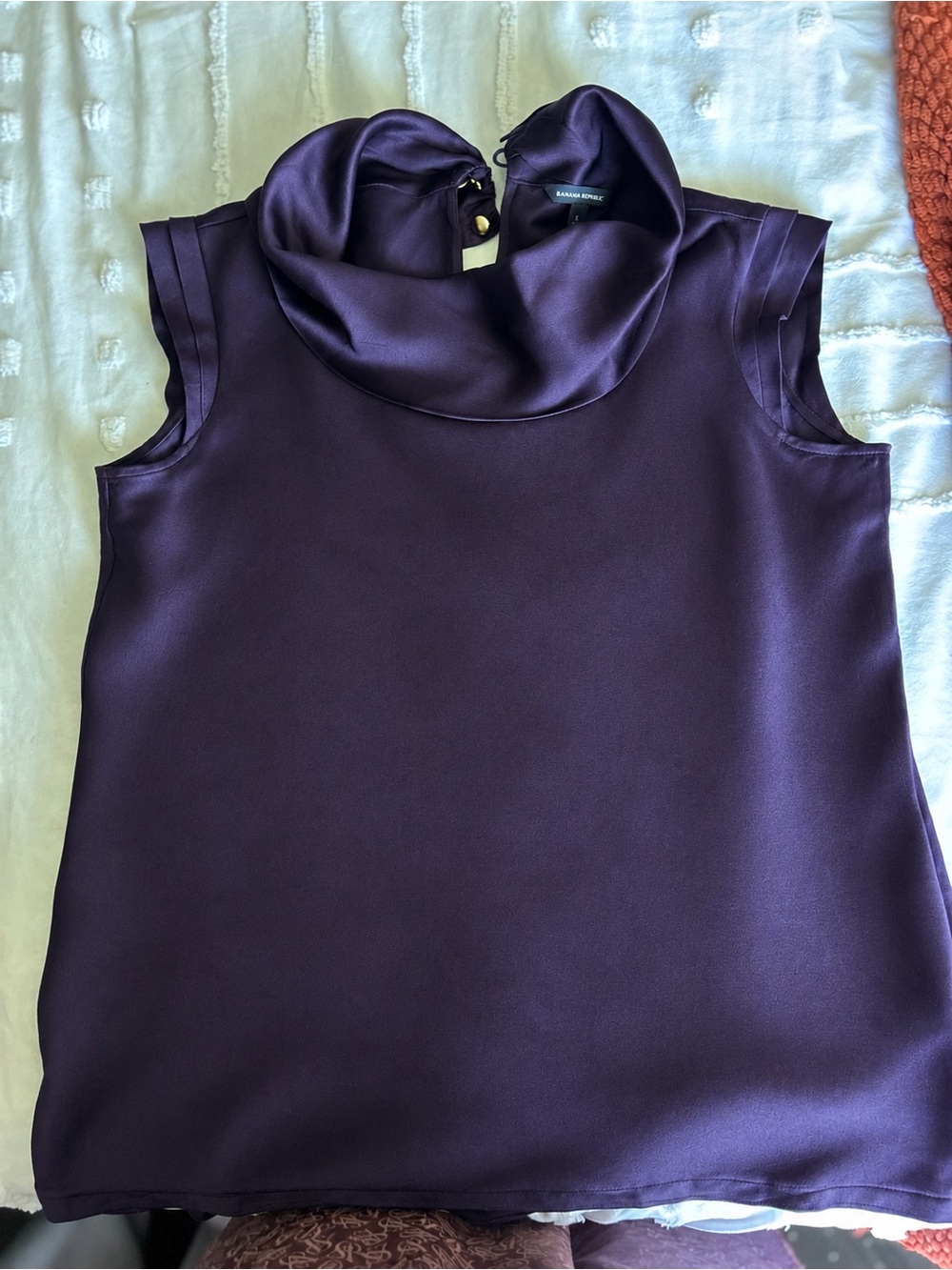 Banana Republic Purple Silk Cowl Neck Sleeveless Top S